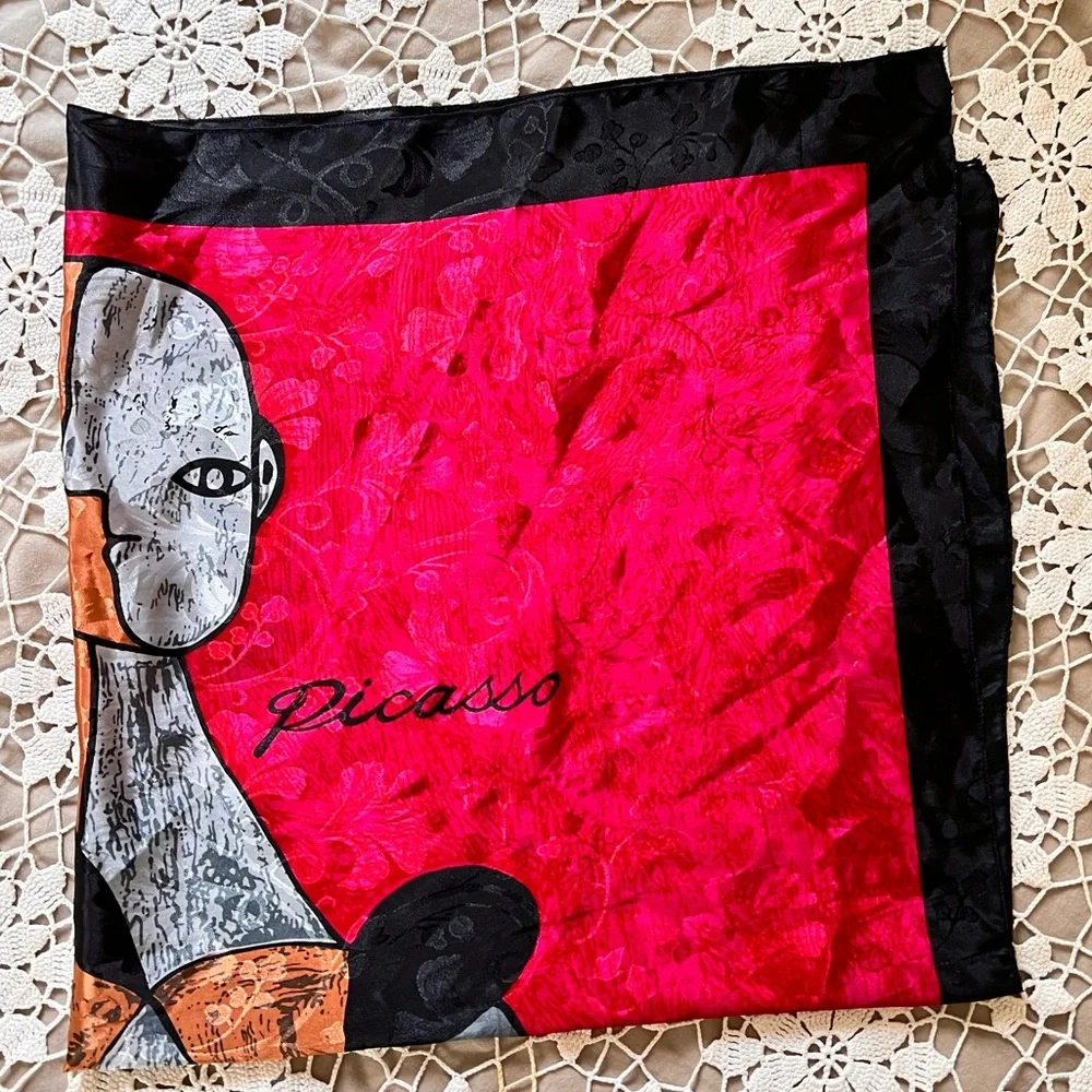 Vintage Silk Art Deco “Femme Assise” Pablo Picasso scarf wrap 34X34